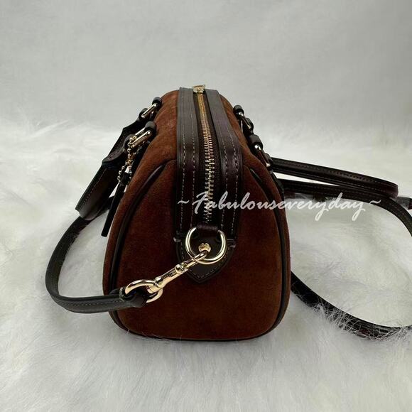 Coach Mini Rowan Crossbody Bag In Suede/Vintage Brown CCF29 NWT - Picture 4 of 9